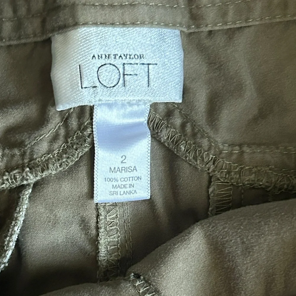 Ann Taylor Loft Marisa Olive Green Cropped Cargo Jogger Style Pants 2